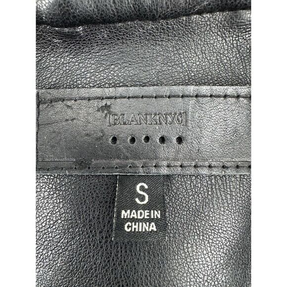 Blank NYC Moto Biker Rocker Jacket Black Faux Leather Asymmetric Zip Womens Sz S - Picture 4 of 13